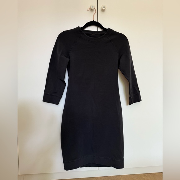 Lululemon Athletica Black Bodycon Dress 3/4 Cuffed Sleeves - Picture 2 of 3